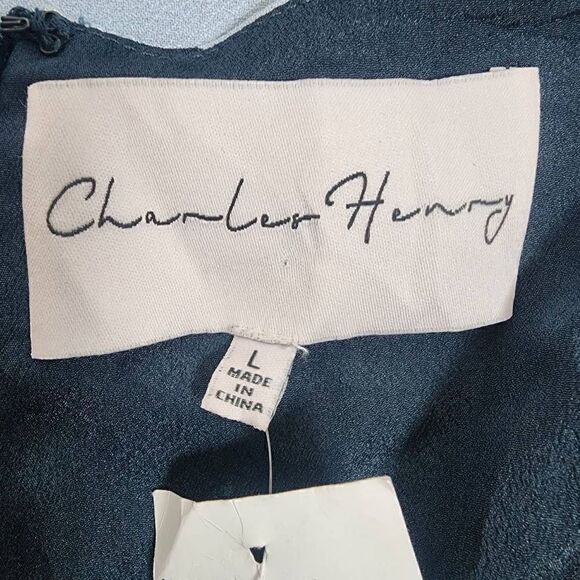 Charles Henry Stripe Tie Shoulder Jumpsuit Navy Size L - Picture 11 of 12